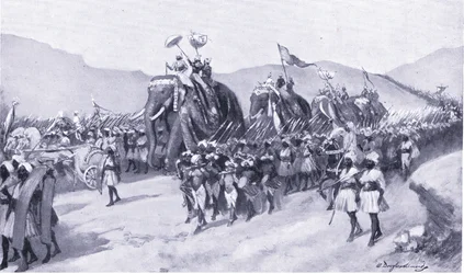Vikramadaditya Gupta zieht in den Krieg, 395 n. Chr.